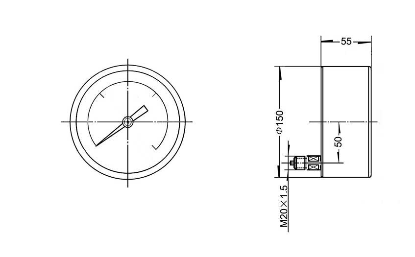 軸向精密壓力表尺寸